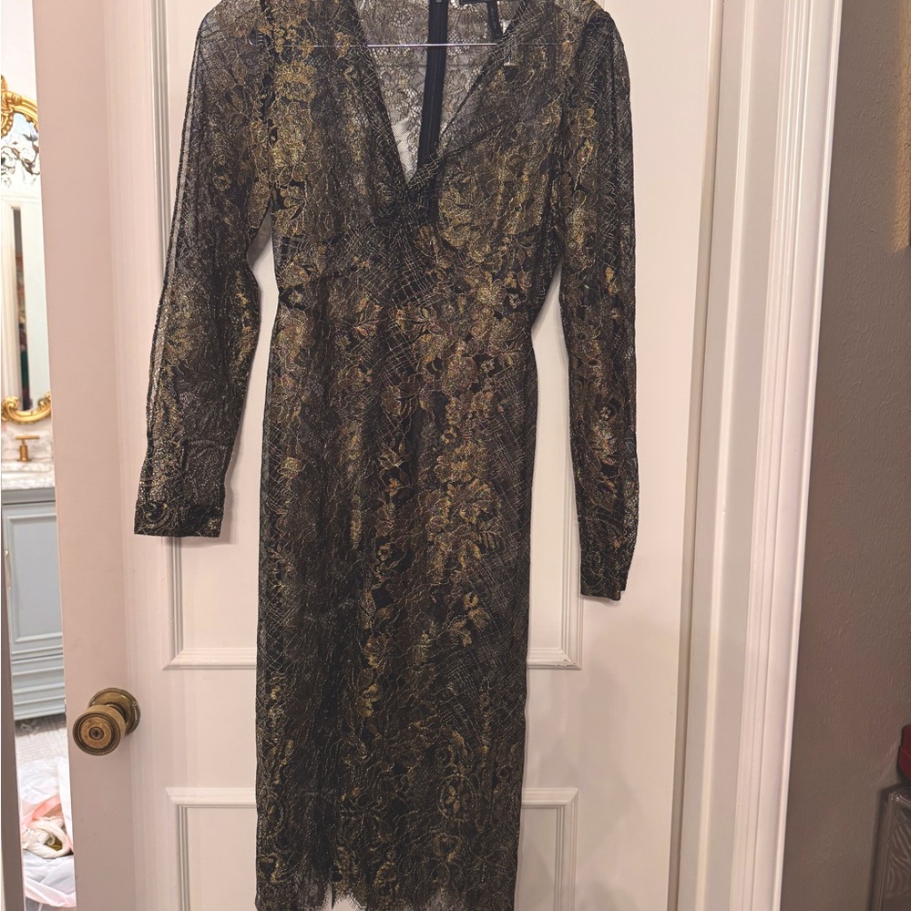 Bcbg Maxazria Black Gold Lace midi dress